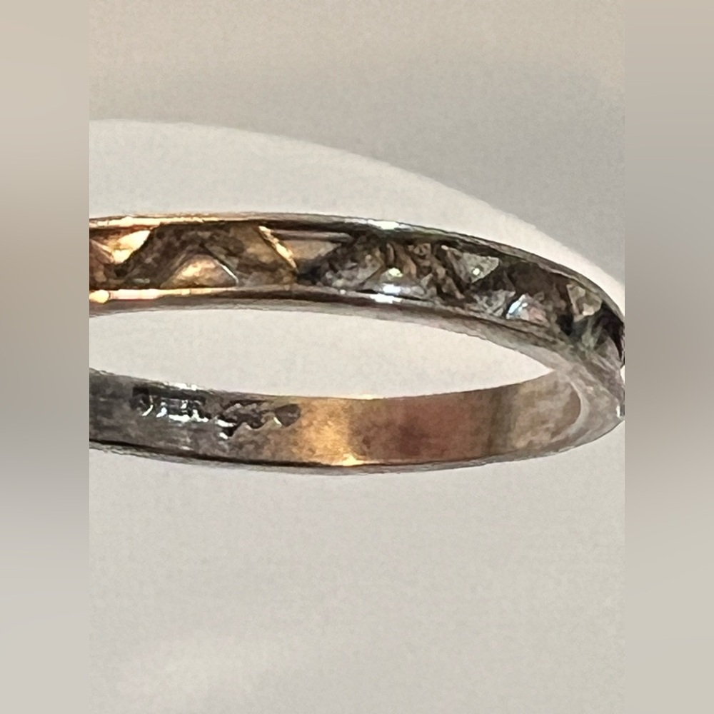 Stackable Vintage 925 Silver Ring W/Small Diamond… - image 6